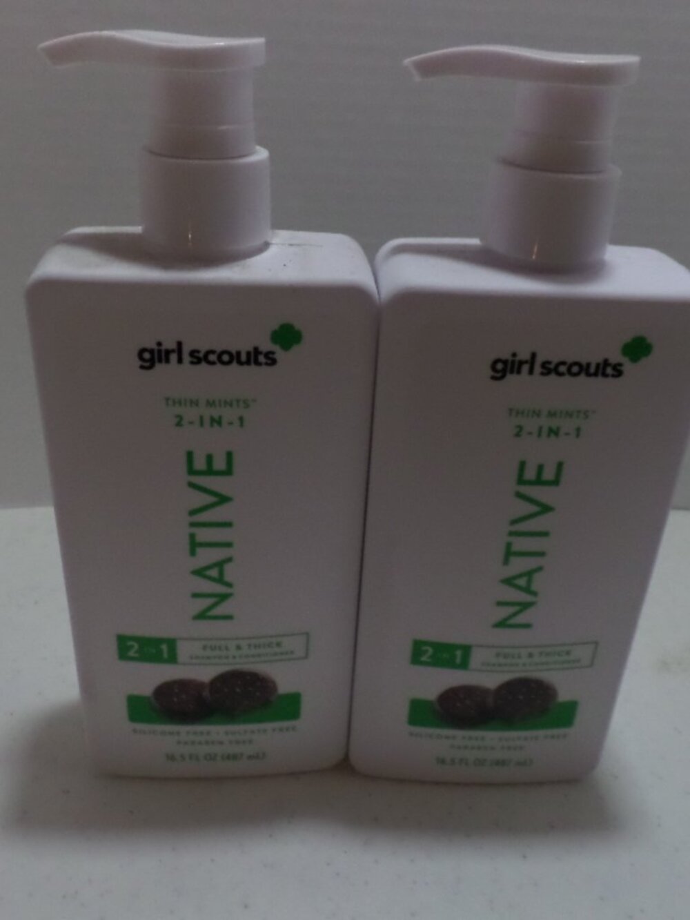 Native Girl Scouts Thin Mints 2 in 1 Shampoo & Conditioner – Lot of 2 – New